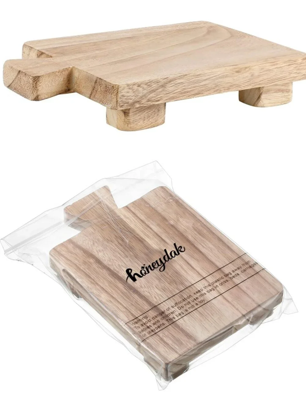 Honeydak Wood Pedestal Stand Riser Wooden Footed Tray for Home Bathroom Kitchen